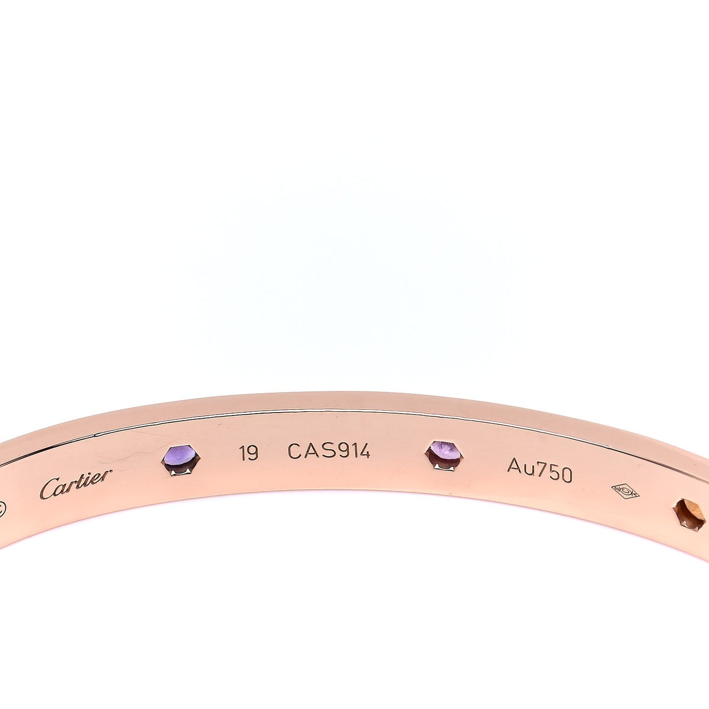 18K Pink Gold Sapphire Garnet Amethyst LOVE Bracelet 19