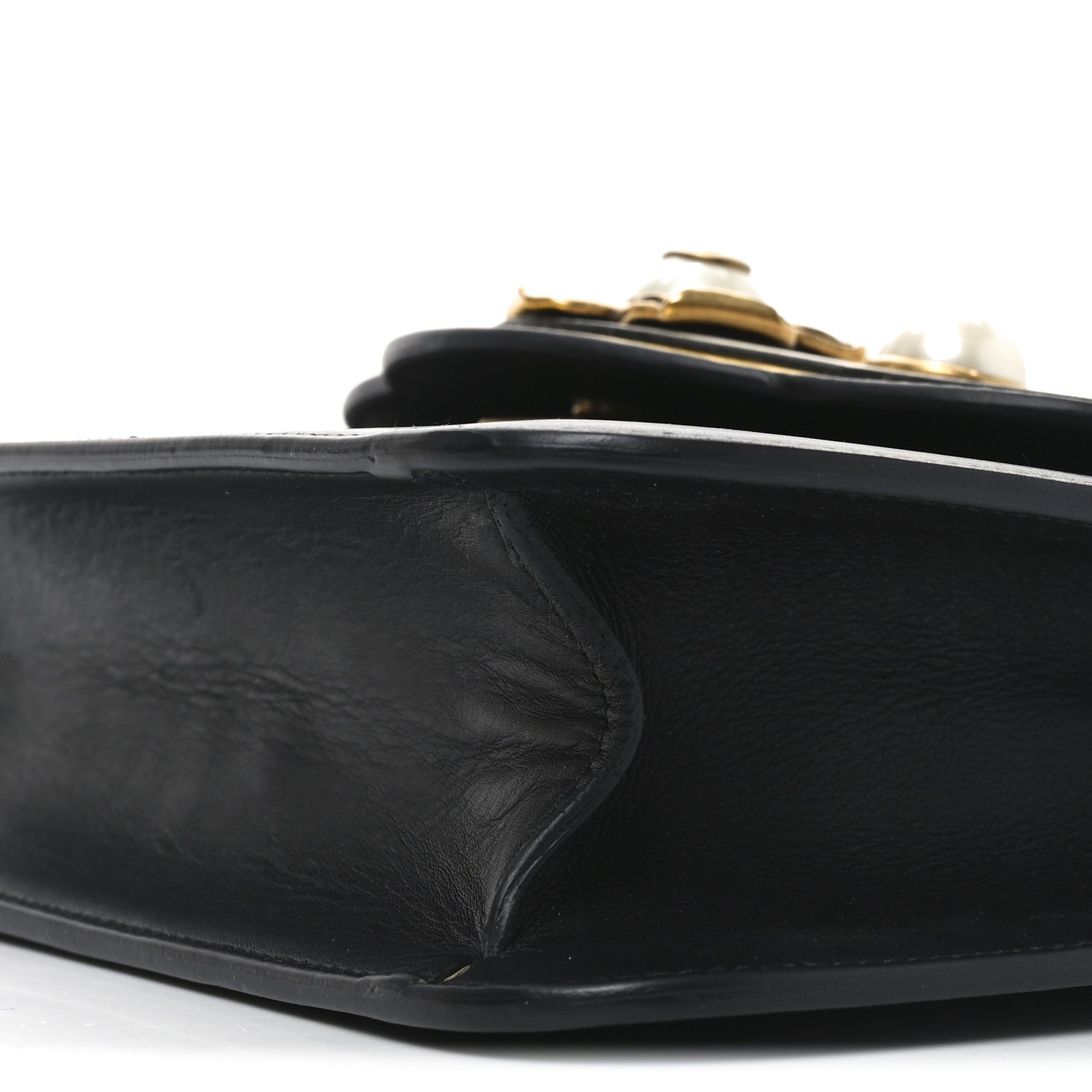 Gucci Calfskin Peony Medium Chain Shoulder Bag Black 10 of 11