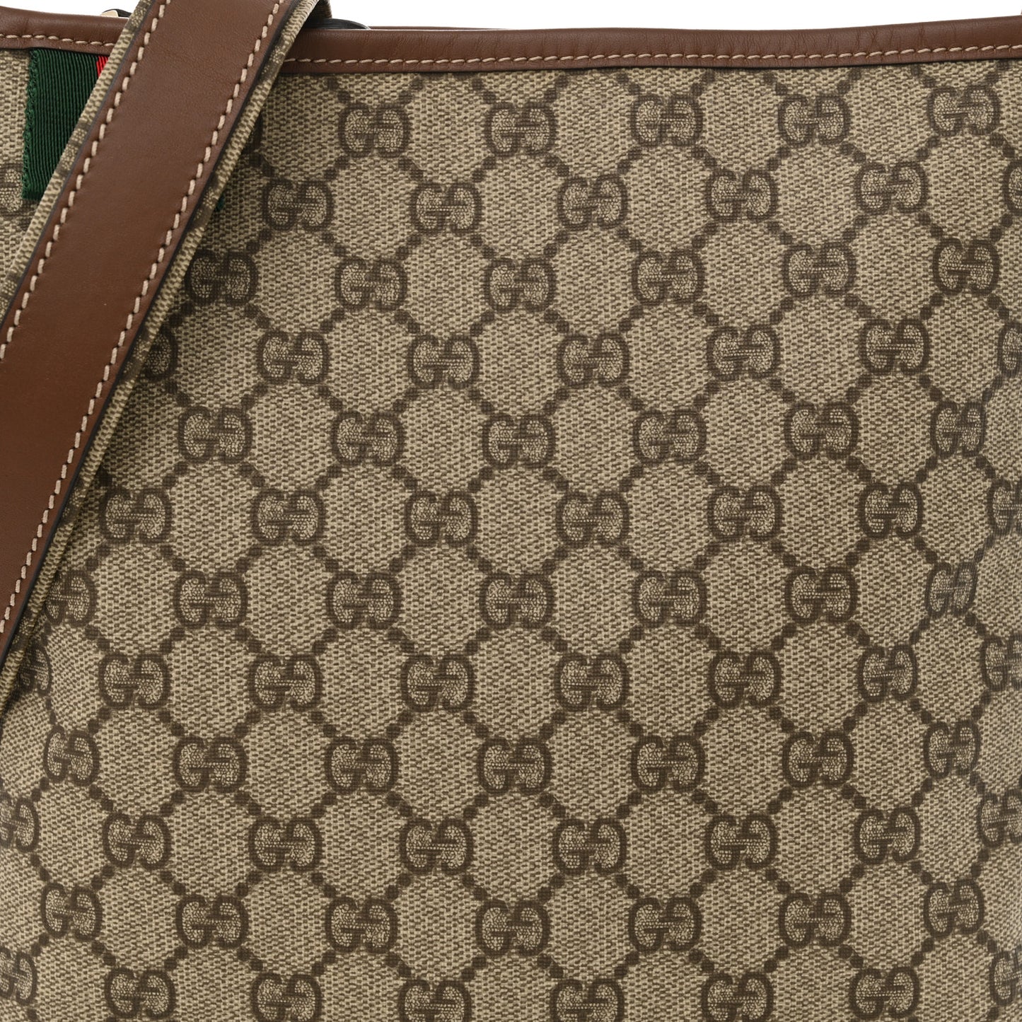 GG Plus Monogram Signature Web Loop Messenger Brown
