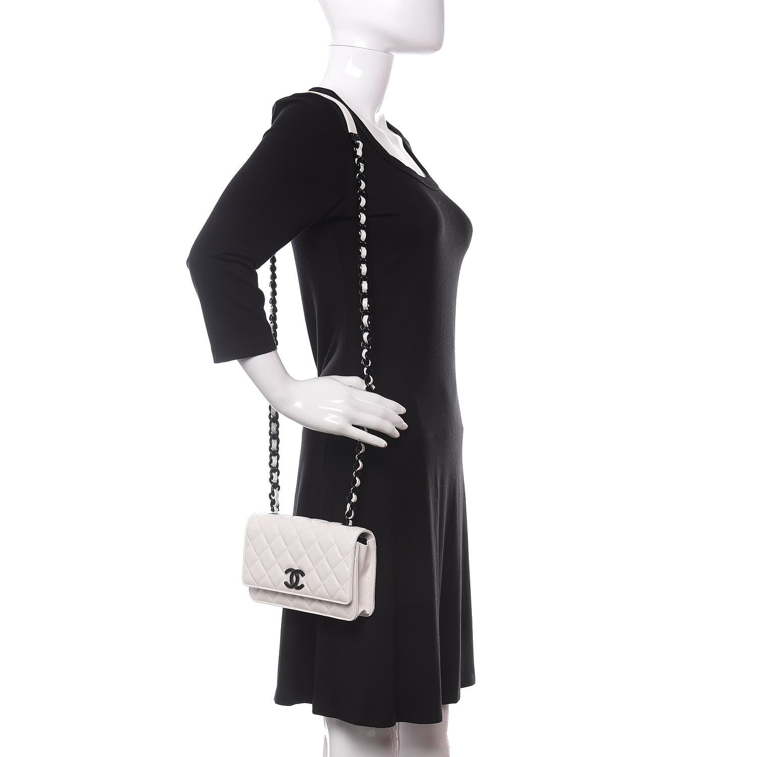 Chanel Caviar Quilted My Everything Wallet On Chain WOC White 2 of 11