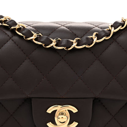 Chanel Lambskin Quilted Mini Rectangular Flap Dark Brown 8 of 10