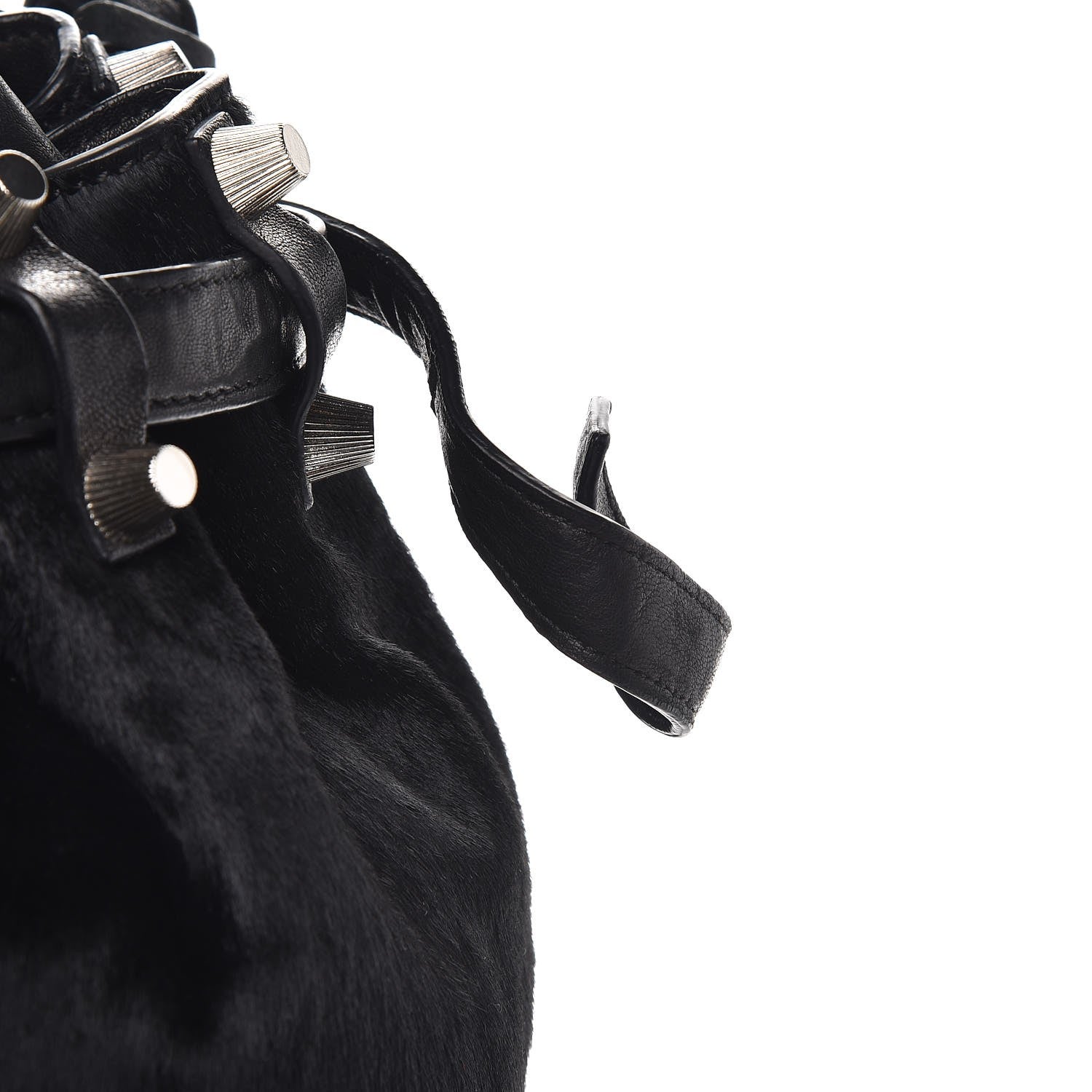 Alexander Wang Pony Hair Diego Bucket Bag Black with Nickel Hardware 8 of 11