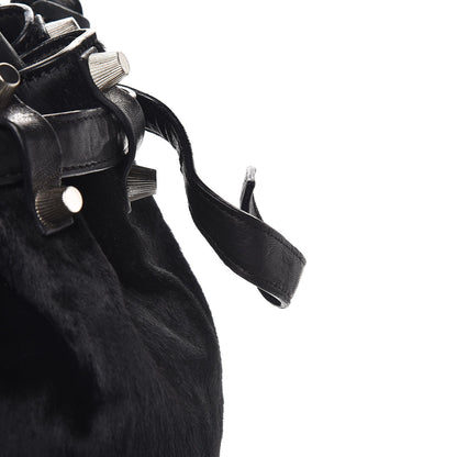 Alexander Wang Pony Hair Diego Bucket Bag Black with Nickel Hardware 8 of 11