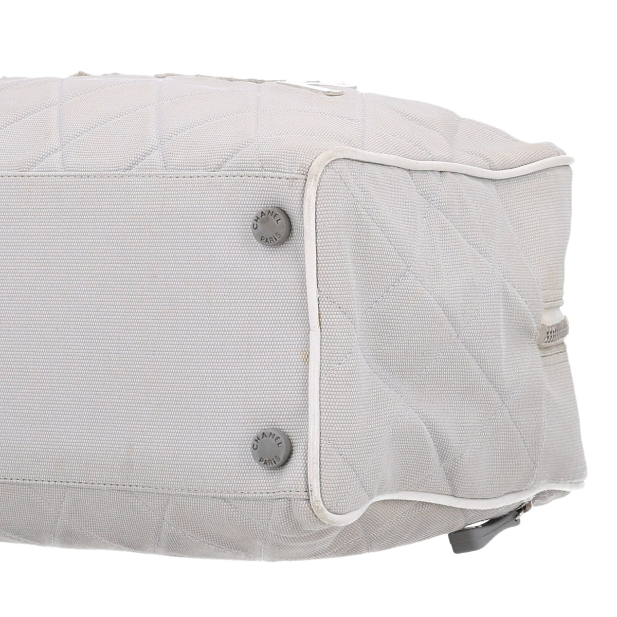 Canvas Quilted Logo Bowler Bag Grey
