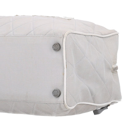 Chanel Canvas Quilted Logo Bowler Bag Grey 10 of 10