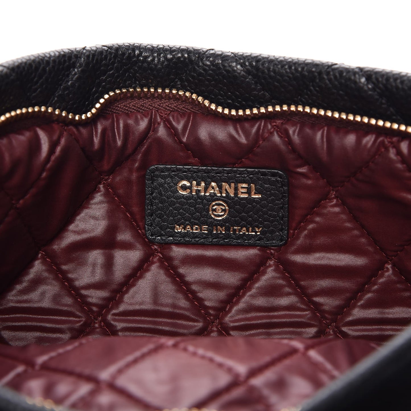 Caviar Quilted CC Beauty Clutch Black
