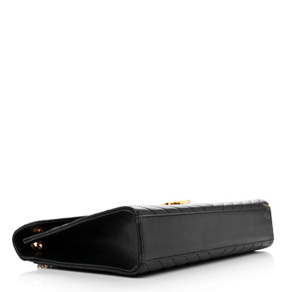 Saint Laurent Grain De Poudre Matelasse Chevron Large Monogram Satchel Black 4 of 15