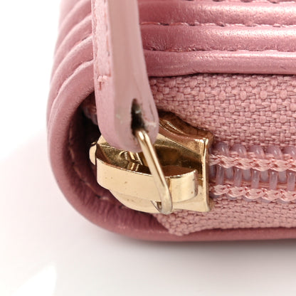 Chanel Metallic Lambskin Quilted Boy Zip Around Coin Purse Wallet Pink 9 of 10