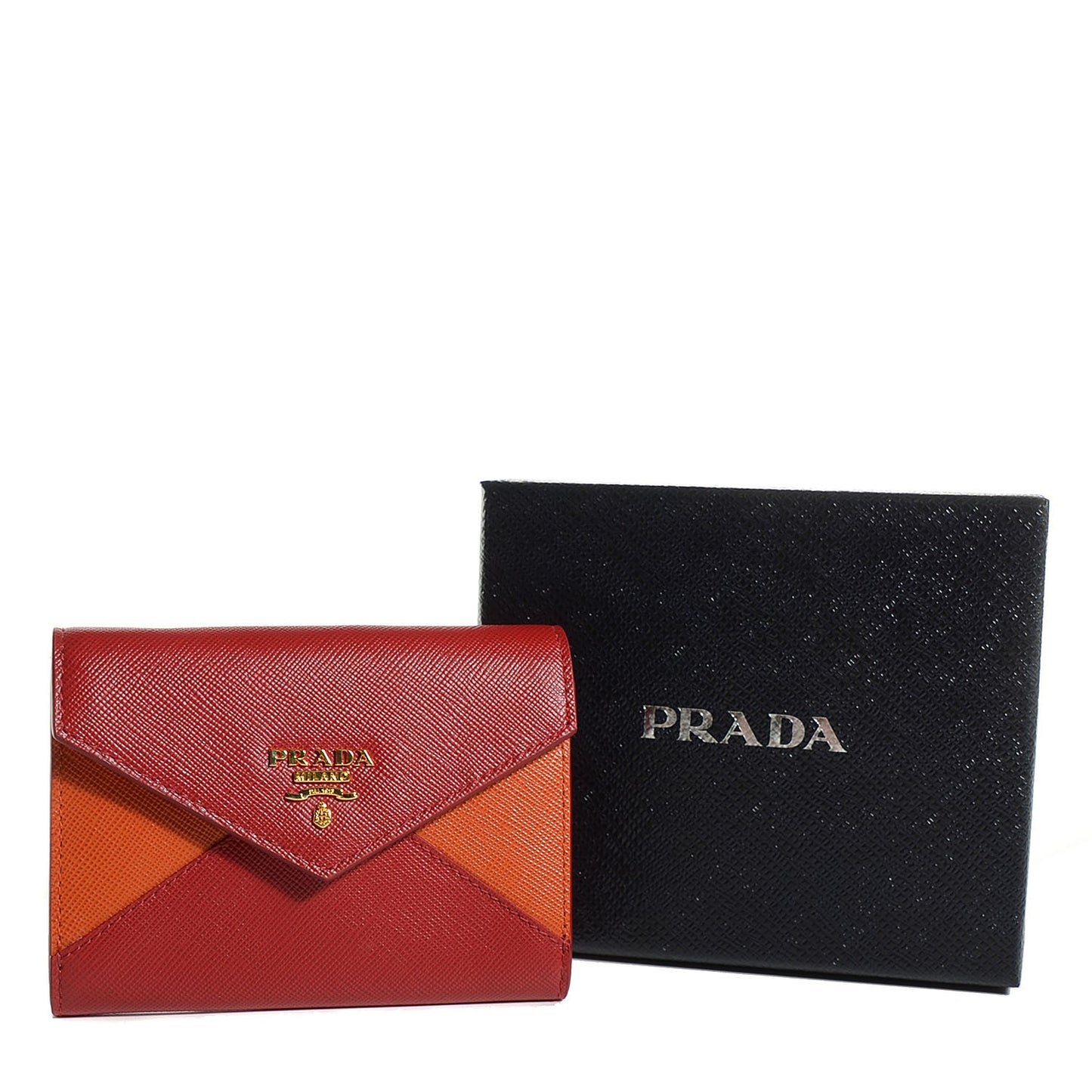 Saffiano Bi-Color Wristlet Wallet Fuoco Papaya