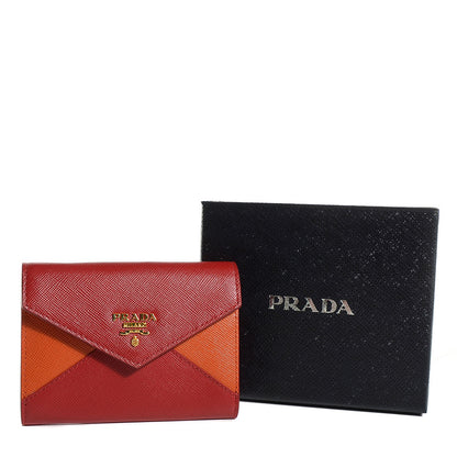 Prada Saffiano Bi-Color Wristlet Wallet Fuoco Papaya 5 of 10