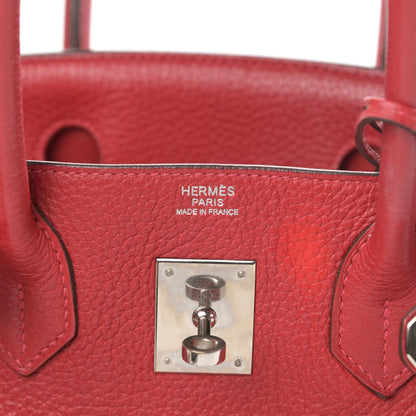 Hermes Taurillon Clemence Birkin 30 Rouge Casaque 6 of 15