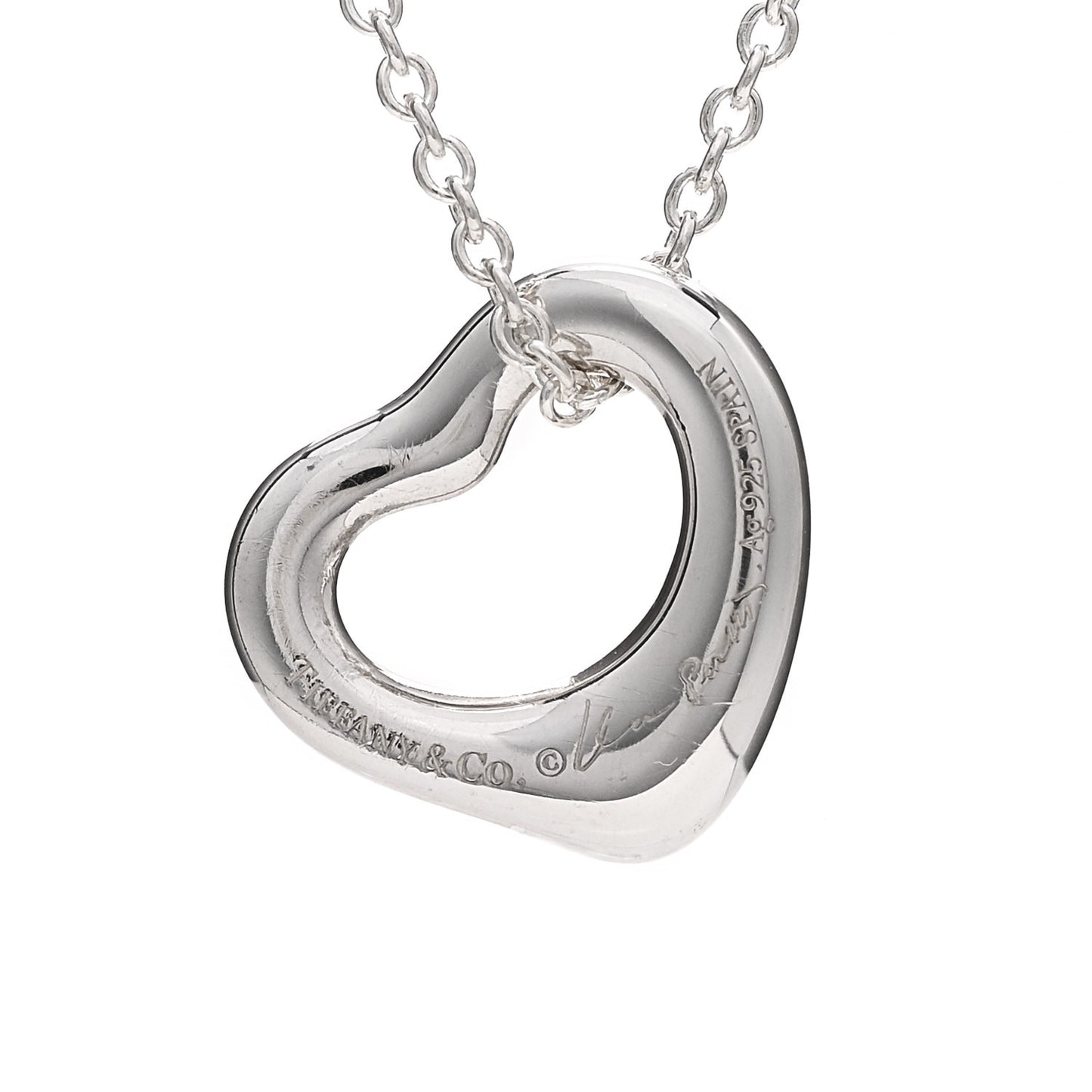 Sterling Silver Elsa Peretti 11mm Open Heart Pendant Necklace