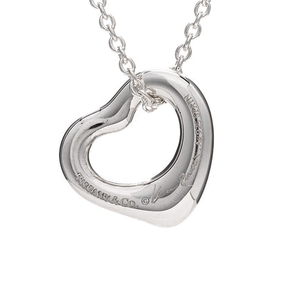 Tiffany Sterling Silver Elsa Peretti 11mm Open Heart Pendant Necklace 4 of 7