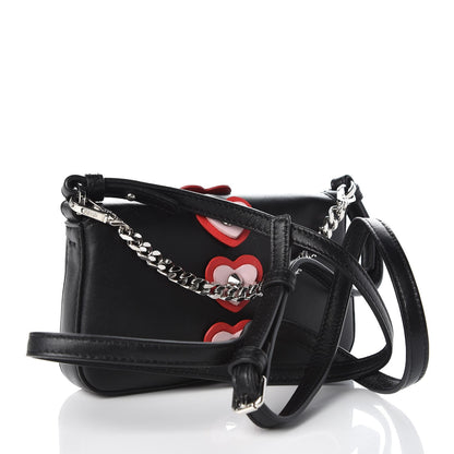 Fendi Lambskin Studded Heart Micro Baguette Black 3 of 8