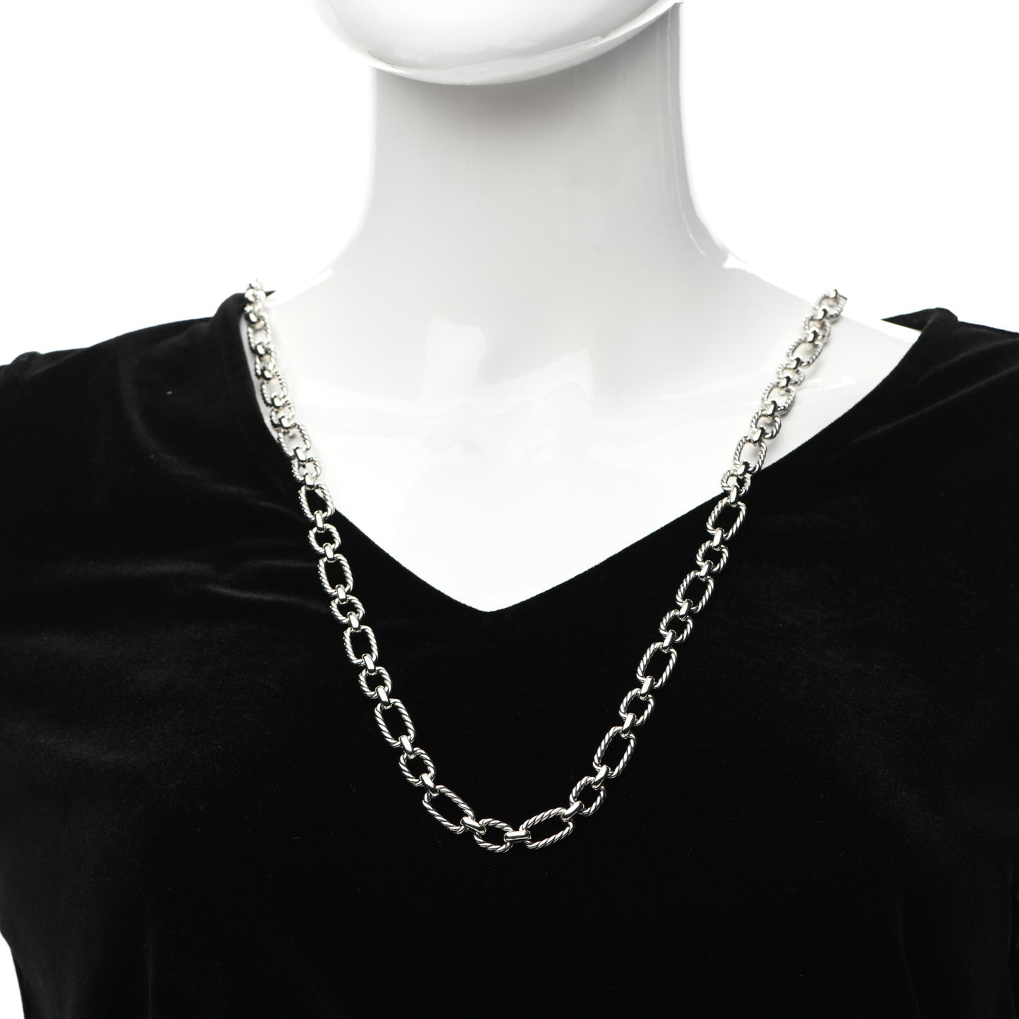 Sterling Silver Blue Sapphire 9.5mm Cushion Link Chain Necklace