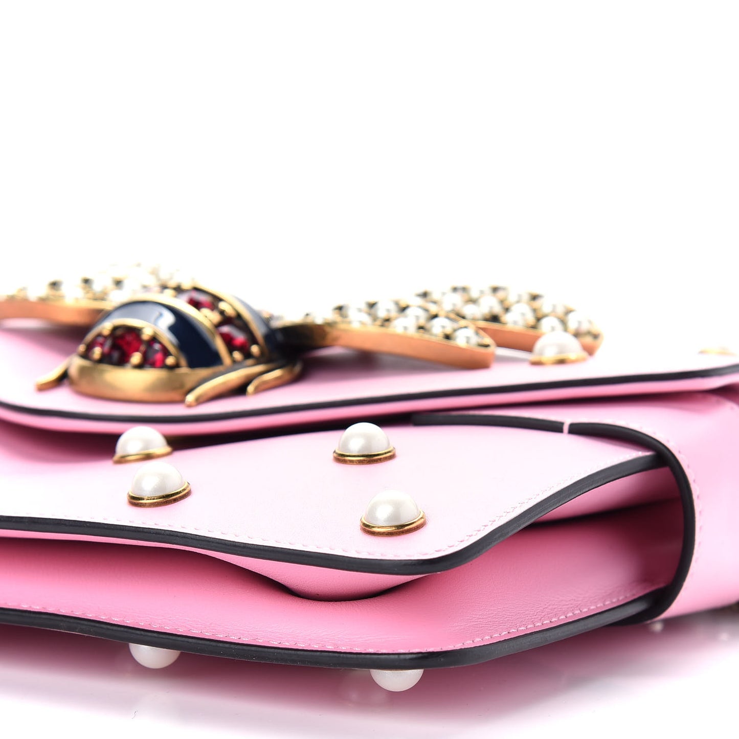 Nappa Pearl Studded Mini Queen Margaret Broadway Shoulder Bag Sugar Pink