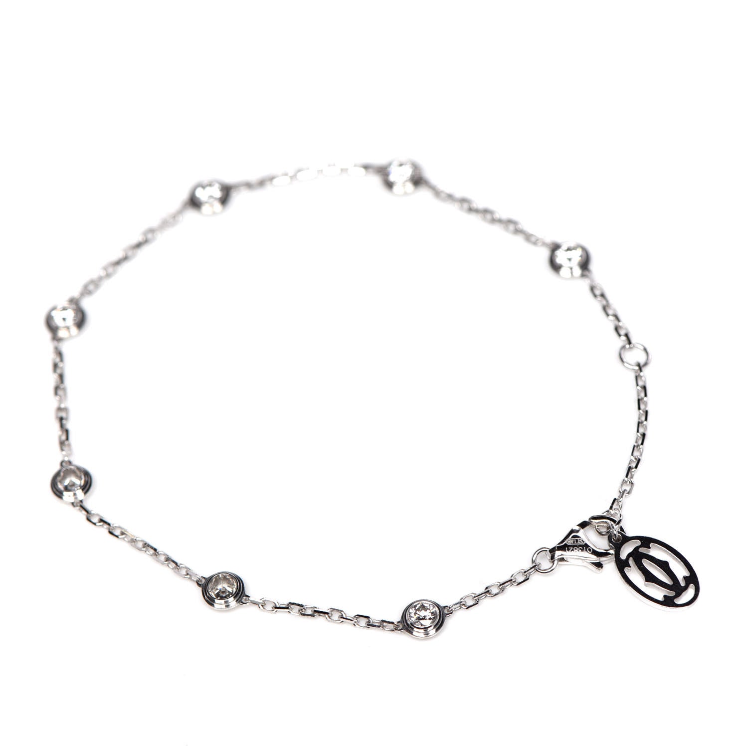 Cartier 18K White Gold 7 Diamond D'Amour Station Bracelet 3 of 4