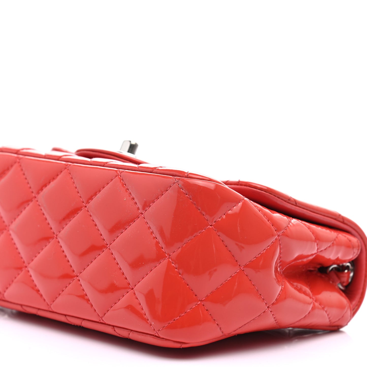 Patent Quilted Mini Square Flap Red