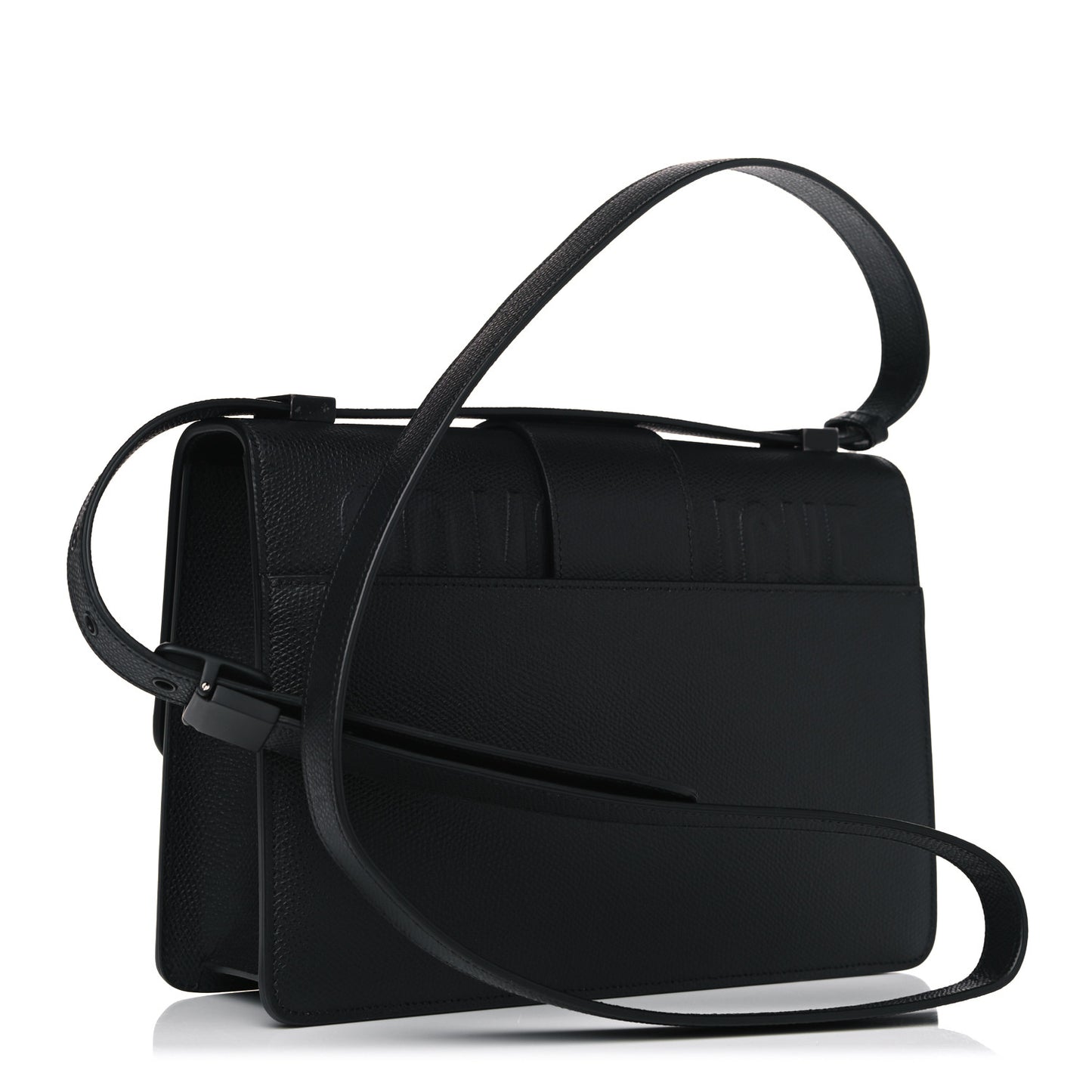 Ultra Matte Grained Calfskin 30 Montaigne Flap Bag Black