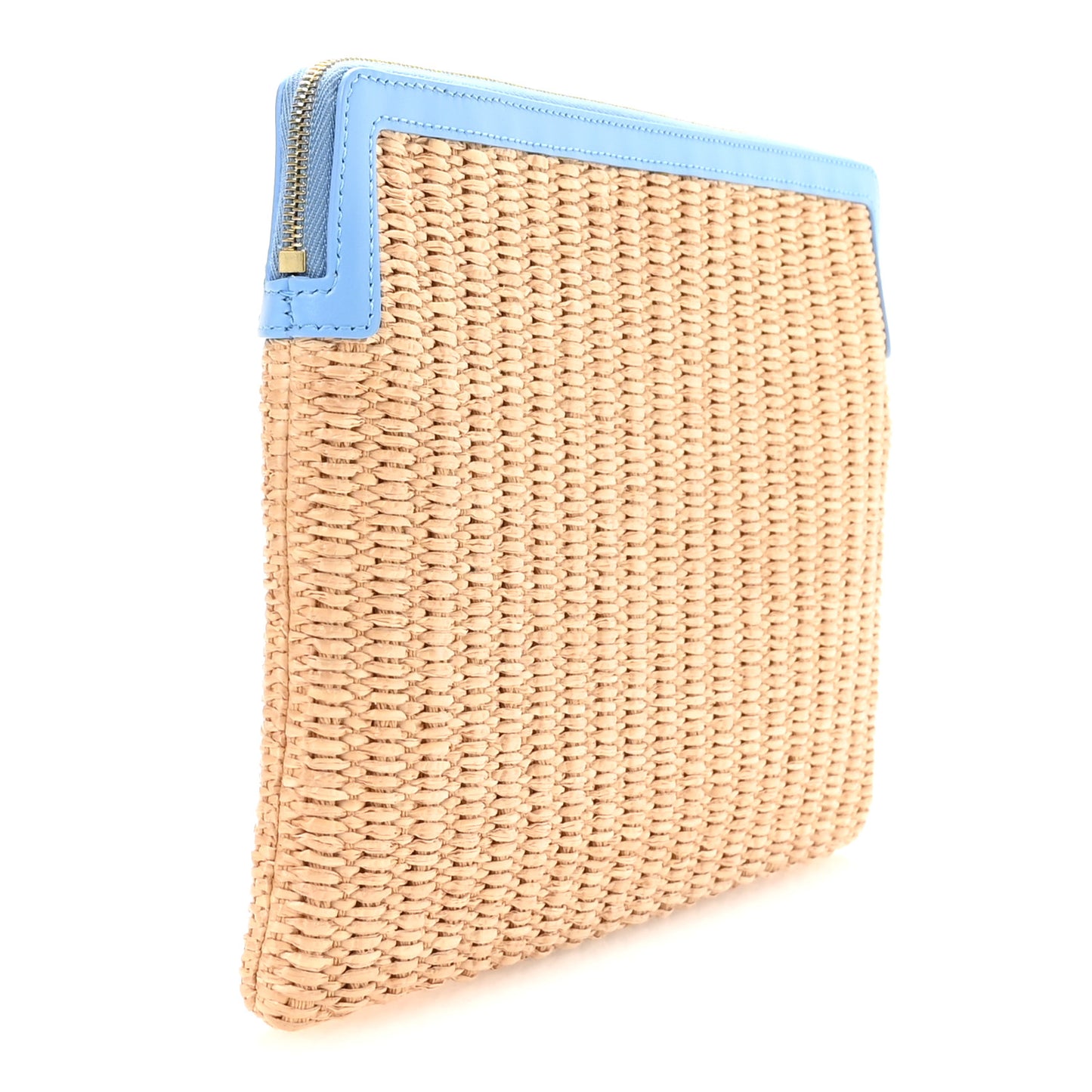 Raffia Small Pouch With Strap Sky Blue
