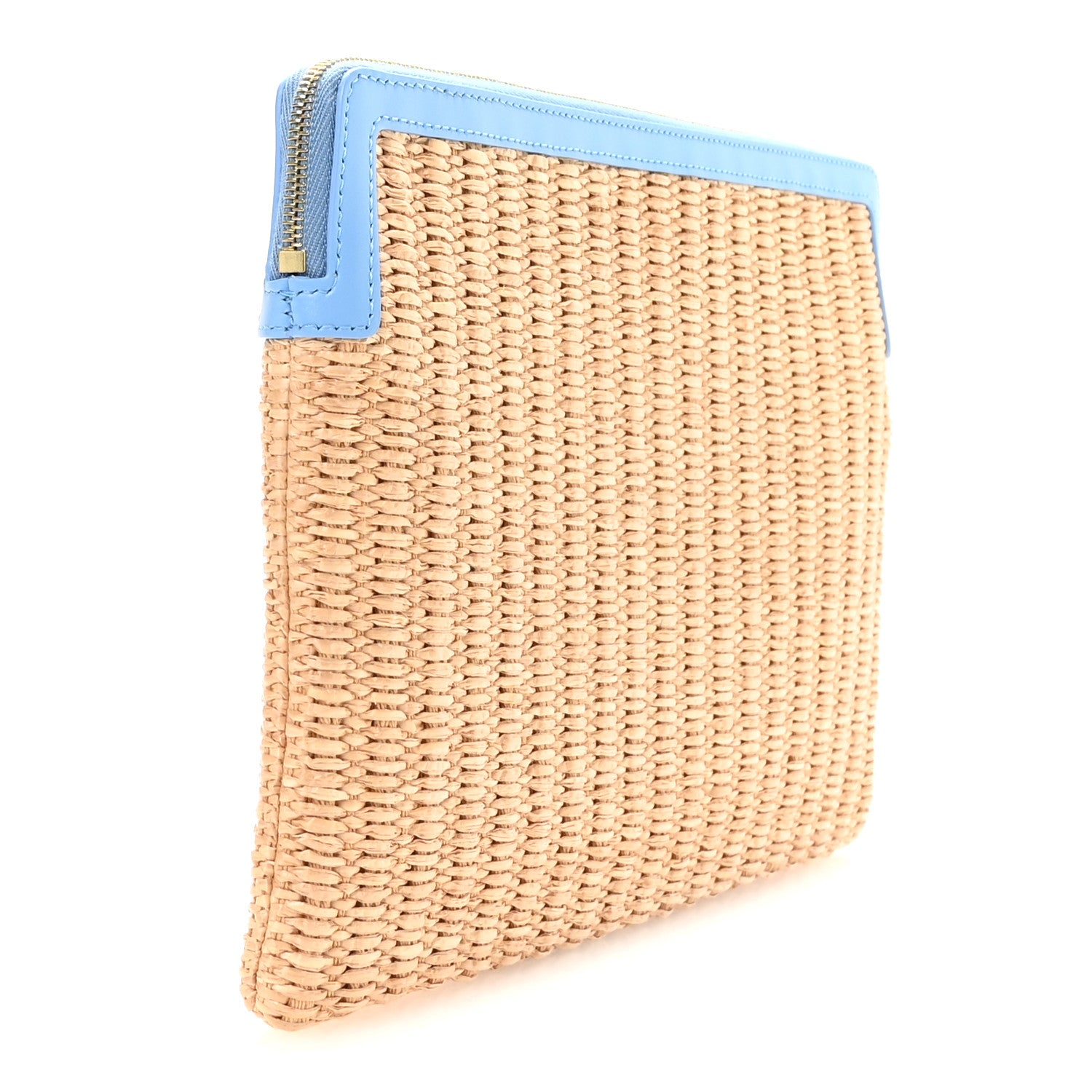 Celine Raffia Small Pouch With Strap Sky Blue 3 of 9