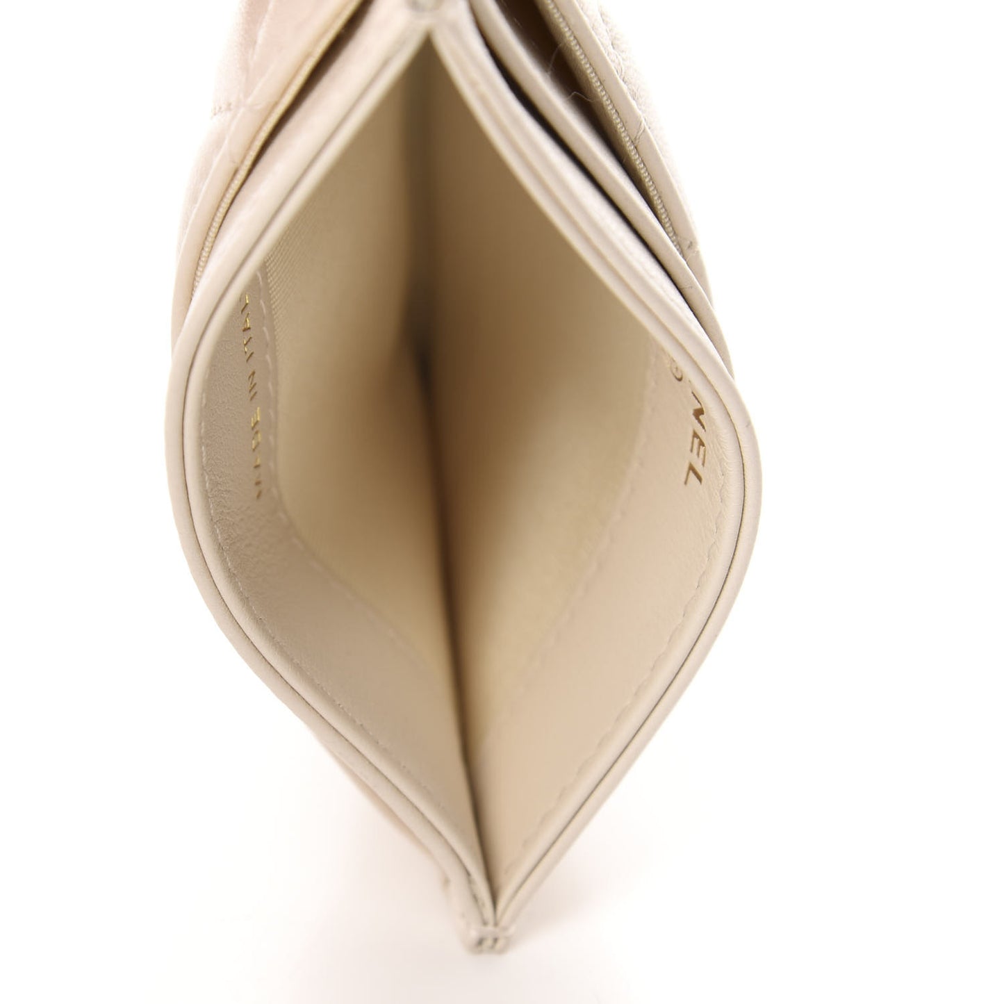 Goatskin Quilted French New Wave Card Holder Ivory