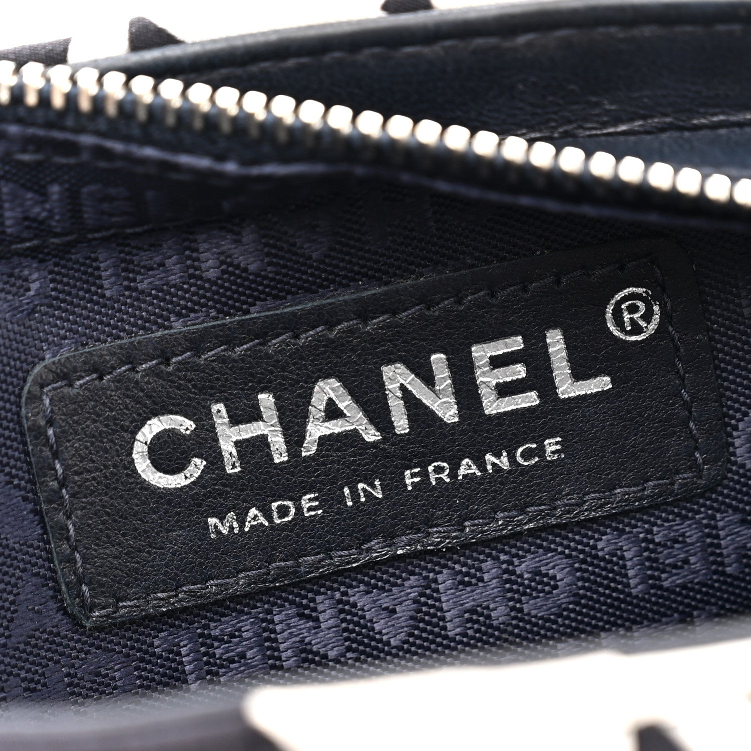 Chanel Lambskin Fabric Pleated Symbols Pochette Navy 7 of 12