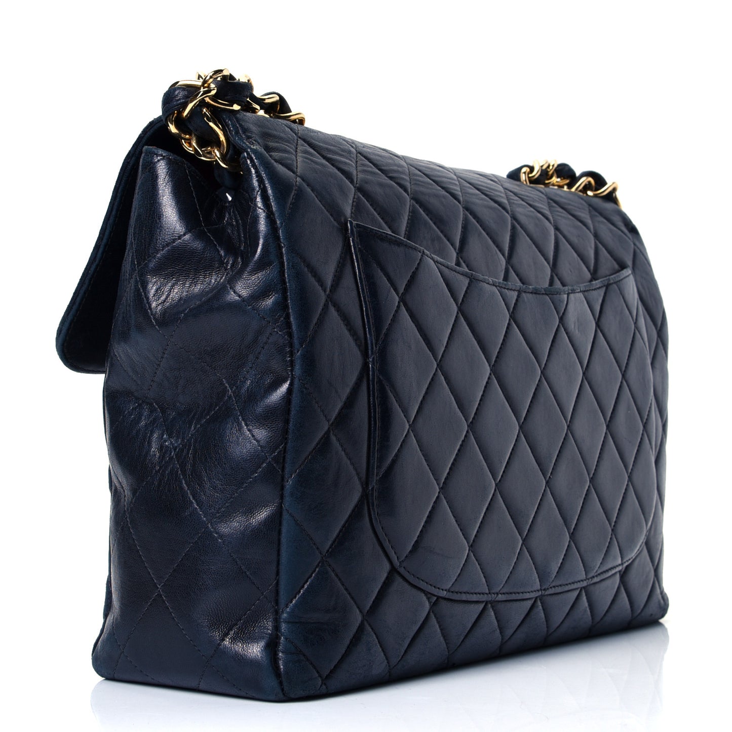 Lambskin Quilted Jumbo Single Flap Black
