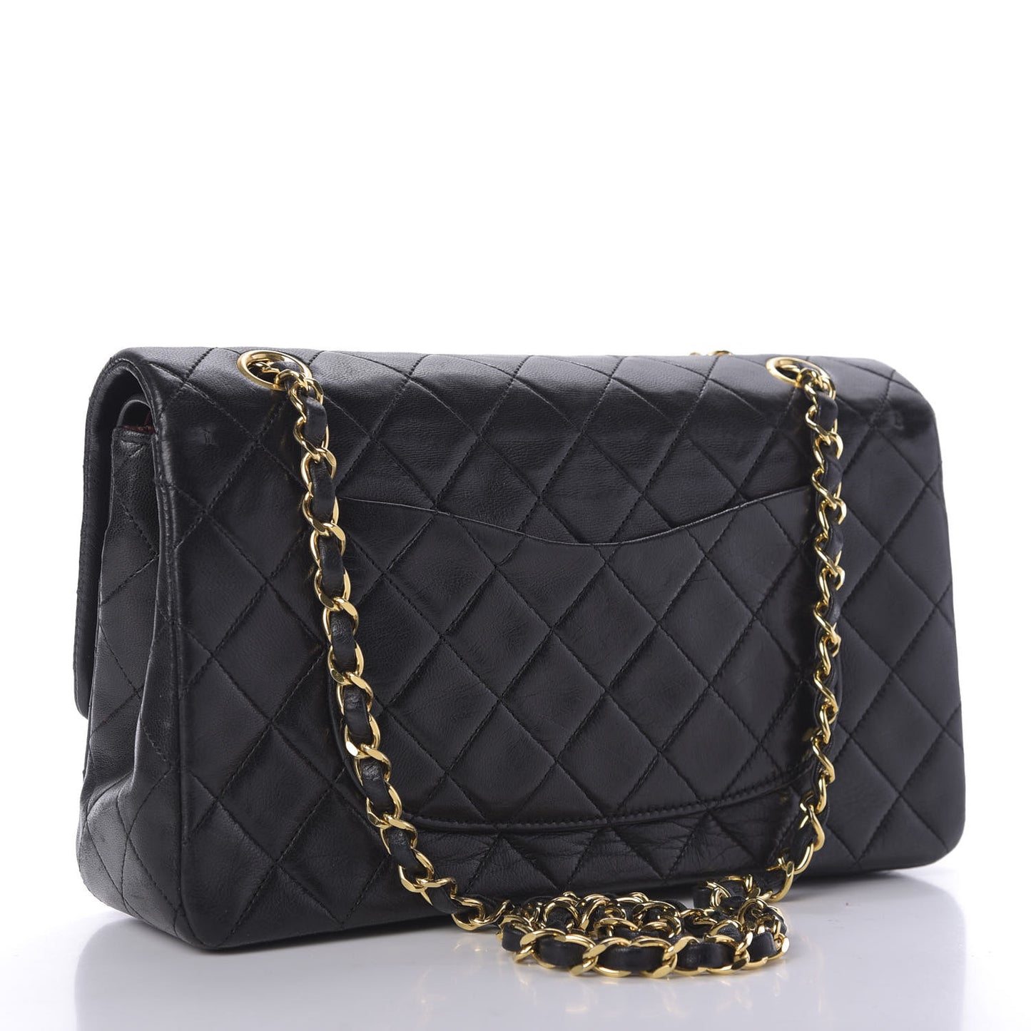 Lambskin Quilted Medium Double Flap Black
