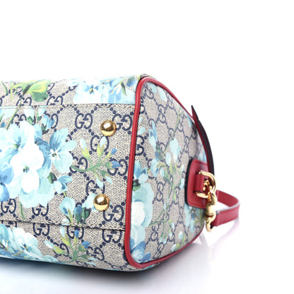 Gucci GG Supreme Monogram Blooms Small Boston Beige Blue Navy Hibiscus Red 9 of 10