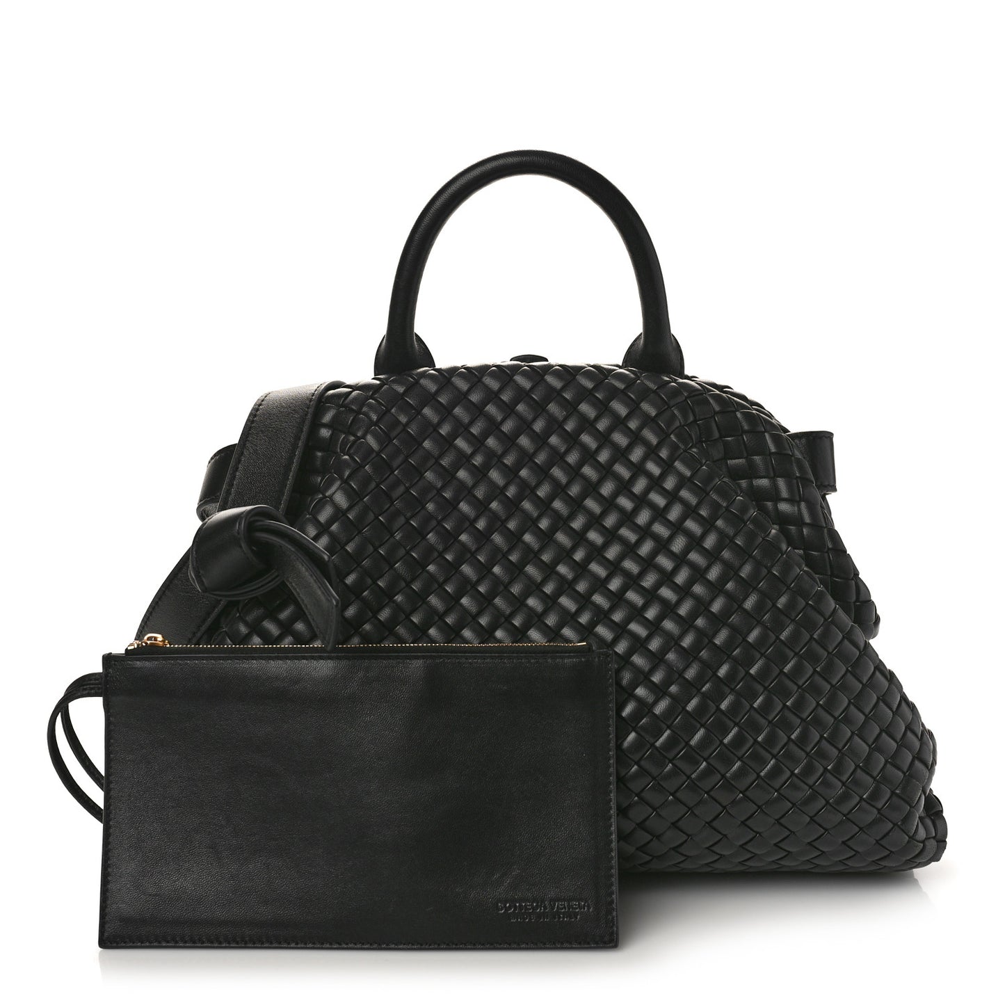 Nappa Intrecciato Medium Padded The Handle Tote Black