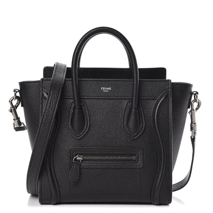 Celine Drummed Calfskin Nano Luggage Black 1 of 9