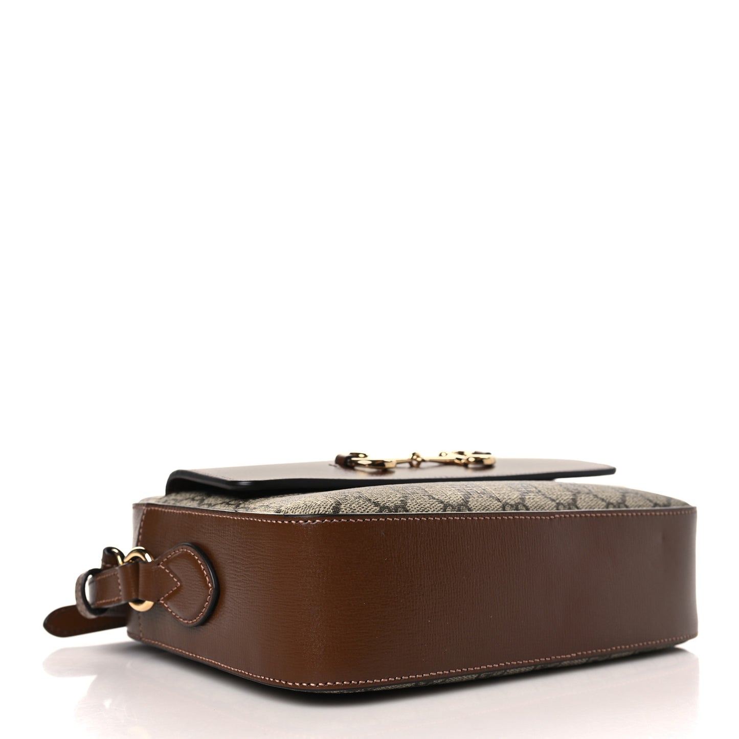 GG Supreme Monogram Small Horsebit 1955 Shoulder Bag Beige Brown Sugar