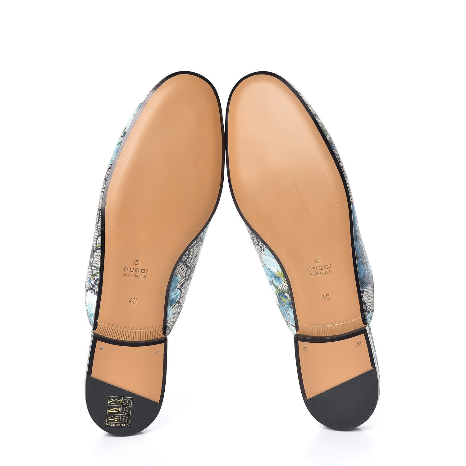 Gucci GG Supreme Monogram Blooms Womens Princetown Slippers 40 Beige Blue Navy Hibiscus Red 6 of 11