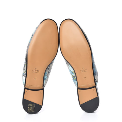 Gucci GG Supreme Monogram Blooms Womens Princetown Slippers 40 Beige Blue Navy Hibiscus Red 6 of 11