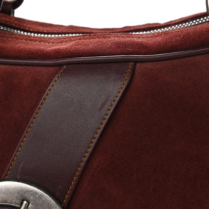 Christian Dior Suede Gaucho Double Saddle Bag Burgundy 12 of 14
