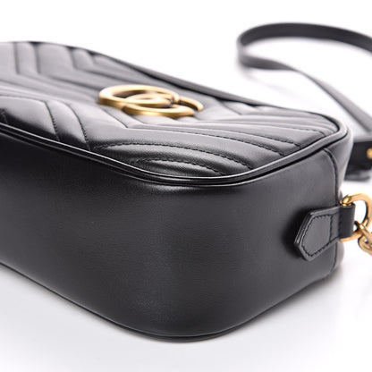 Gucci Calfskin Matelasse Small GG Marmont Chain Shoulder Bag Black 9 of 11