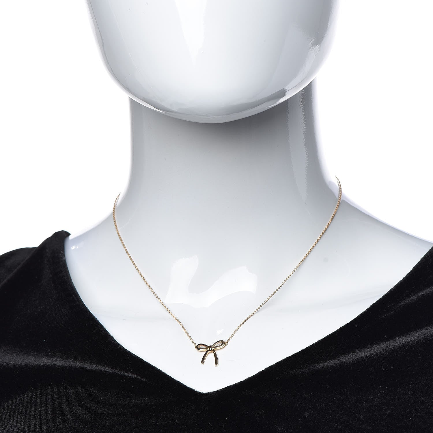Tiffany 18K Rose Gold Mini Bow Pendant Necklace 2 of 5