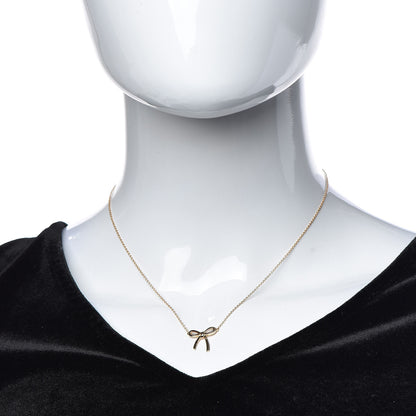 Tiffany 18K Rose Gold Mini Bow Pendant Necklace 2 of 5