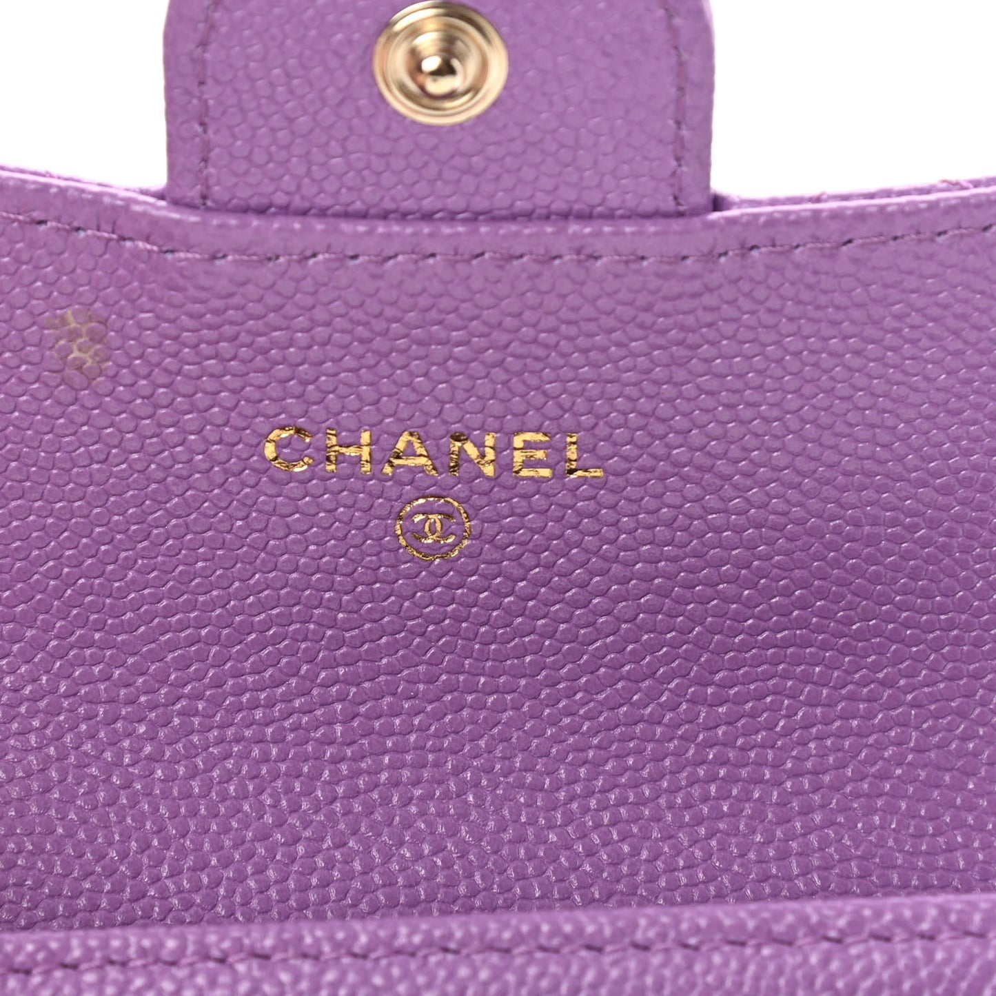 Caviar Quilted Flap Card Holder Wallet Purple