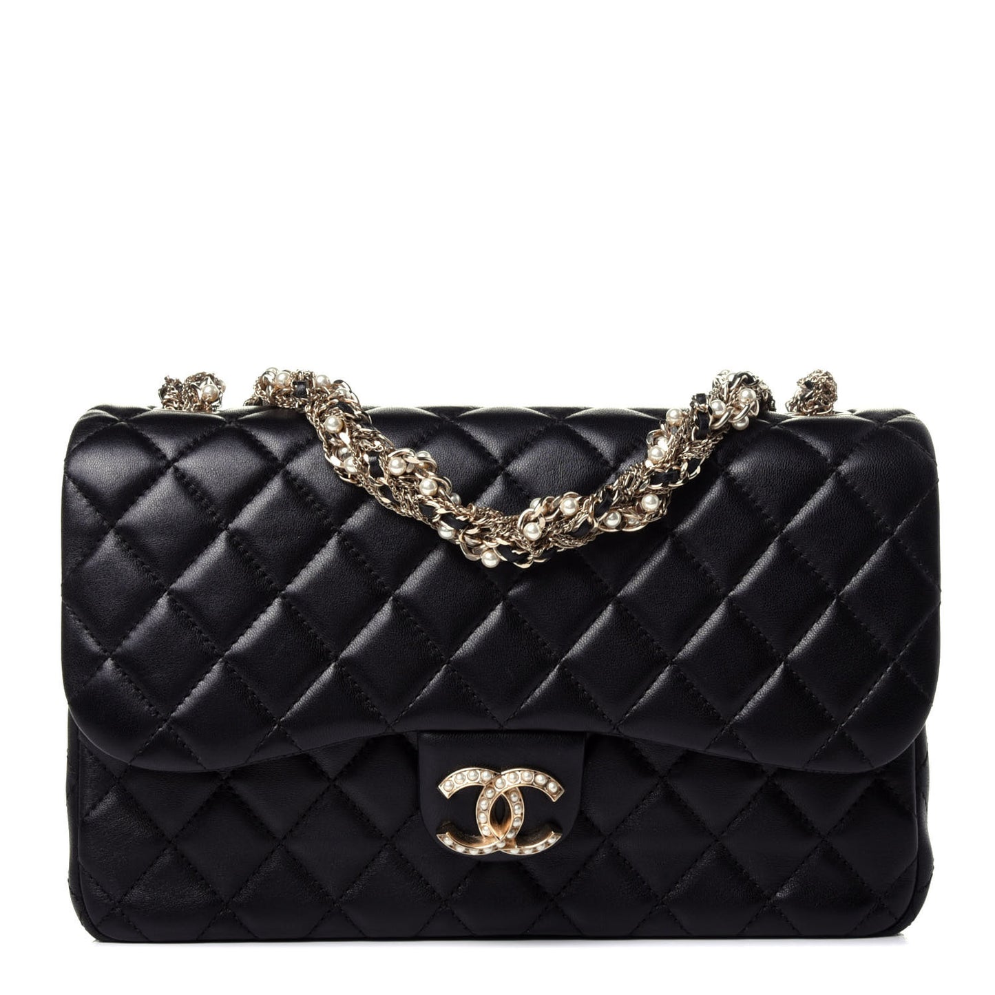 Lambskin Quilted Medium Westminster Pearl Flap Black