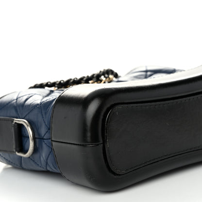 Chanel Aged Calfskin Quilted Small Gabrielle Hobo Navy Black 9 of 10