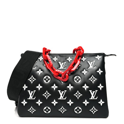 Louis Vuitton Lambskin Embossed Monogram Coussin PM Black White 1 of 10