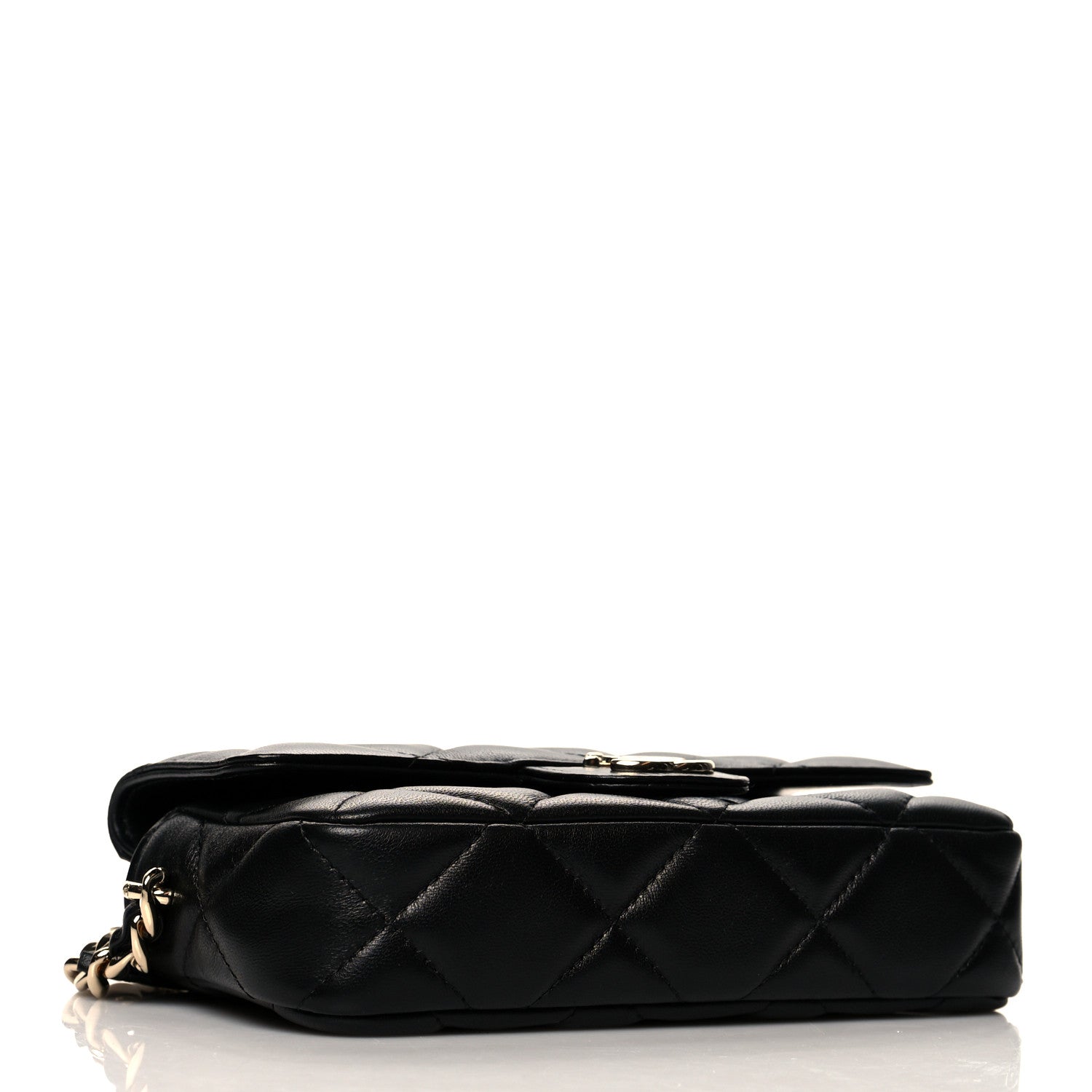 Chanel Lambskin Quilted Resin Bi-Color Flap Phone Holder With Chain Black 4 of 12