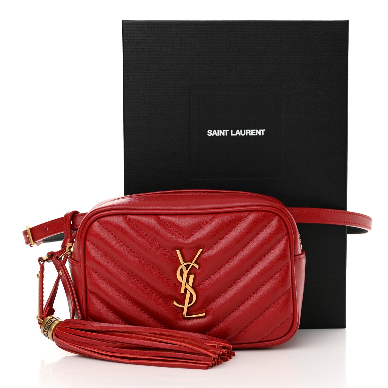 Saint Laurent Calfskin Matelasse Monogram Lou Belt Bag Rouge Eros 13 of 13