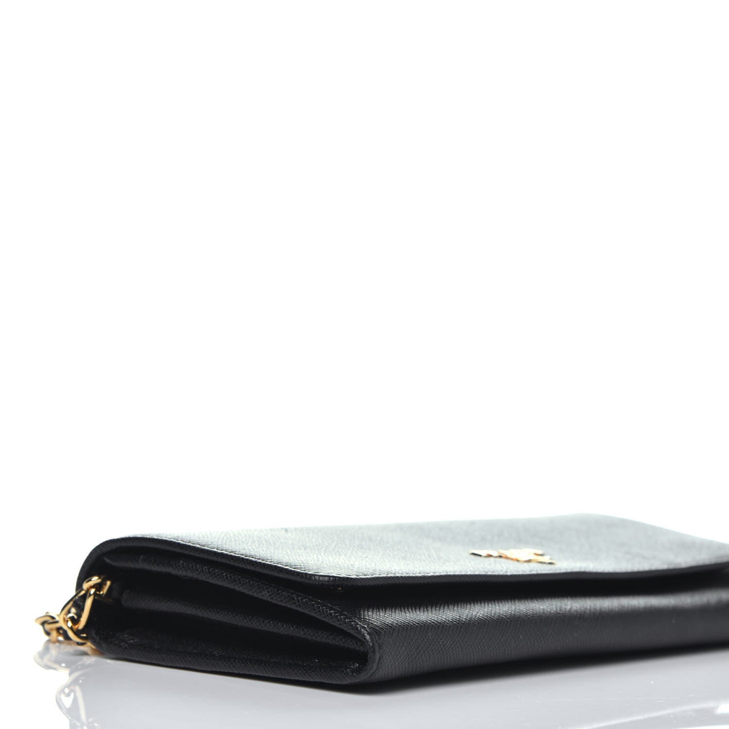 Prada Saffiano Metal Oro Chain Wallet Black 7 of 8