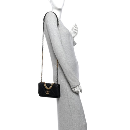 Chanel Goatskin Quilted Chanel 19 Wallet On Chain WOC Black 2 of 11
