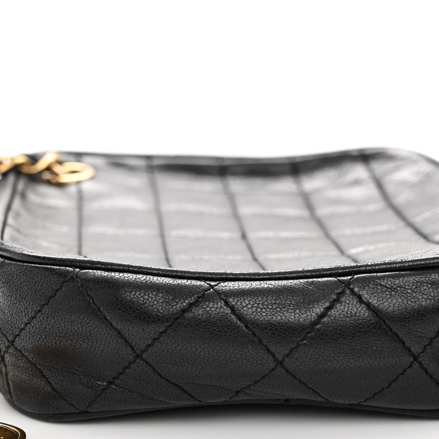 Lambskin Quilted Diamond Tassel Shoulder Bag Black