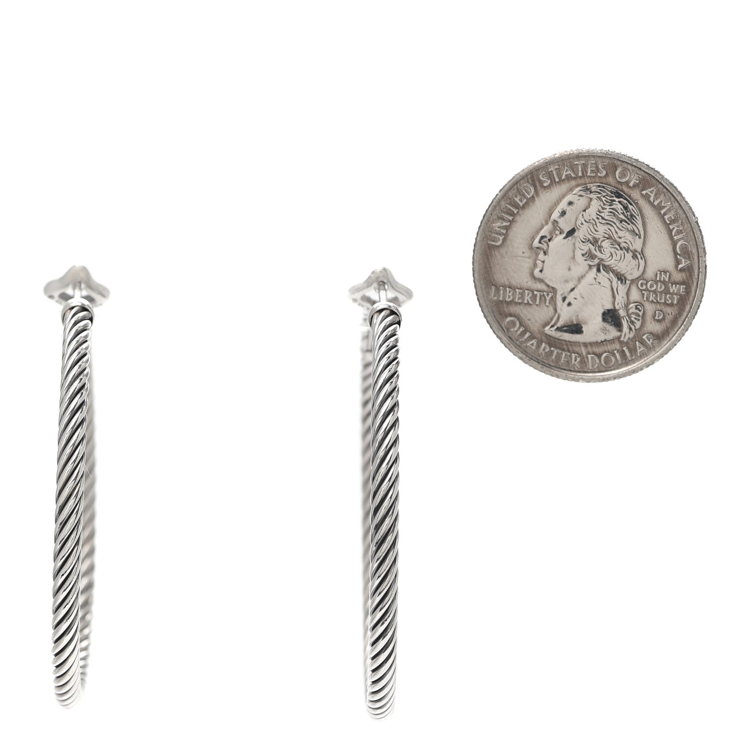 David Yurman Sterling Silver Large Cable Classics Hoop Earrings 2 of 5
