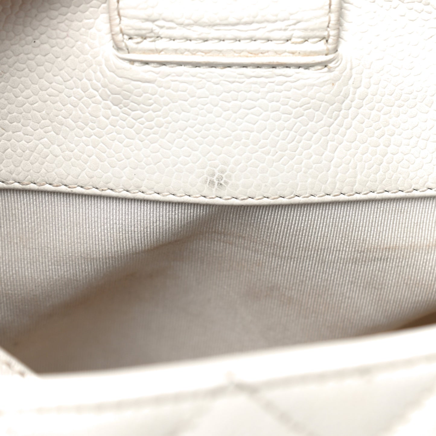 Caviar Quilted Petit Shopping Tote PST White